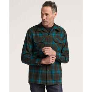 NWT Pendleton Men's Plaid Board Shirt in Teal/Charcoal Ombre size Small